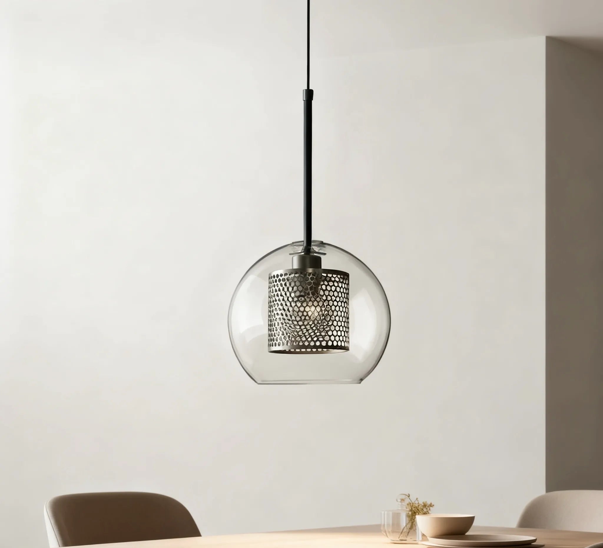 Lampadario a Sfera in Vetro per Sala da Pranzo con Design a Nido d’Ape