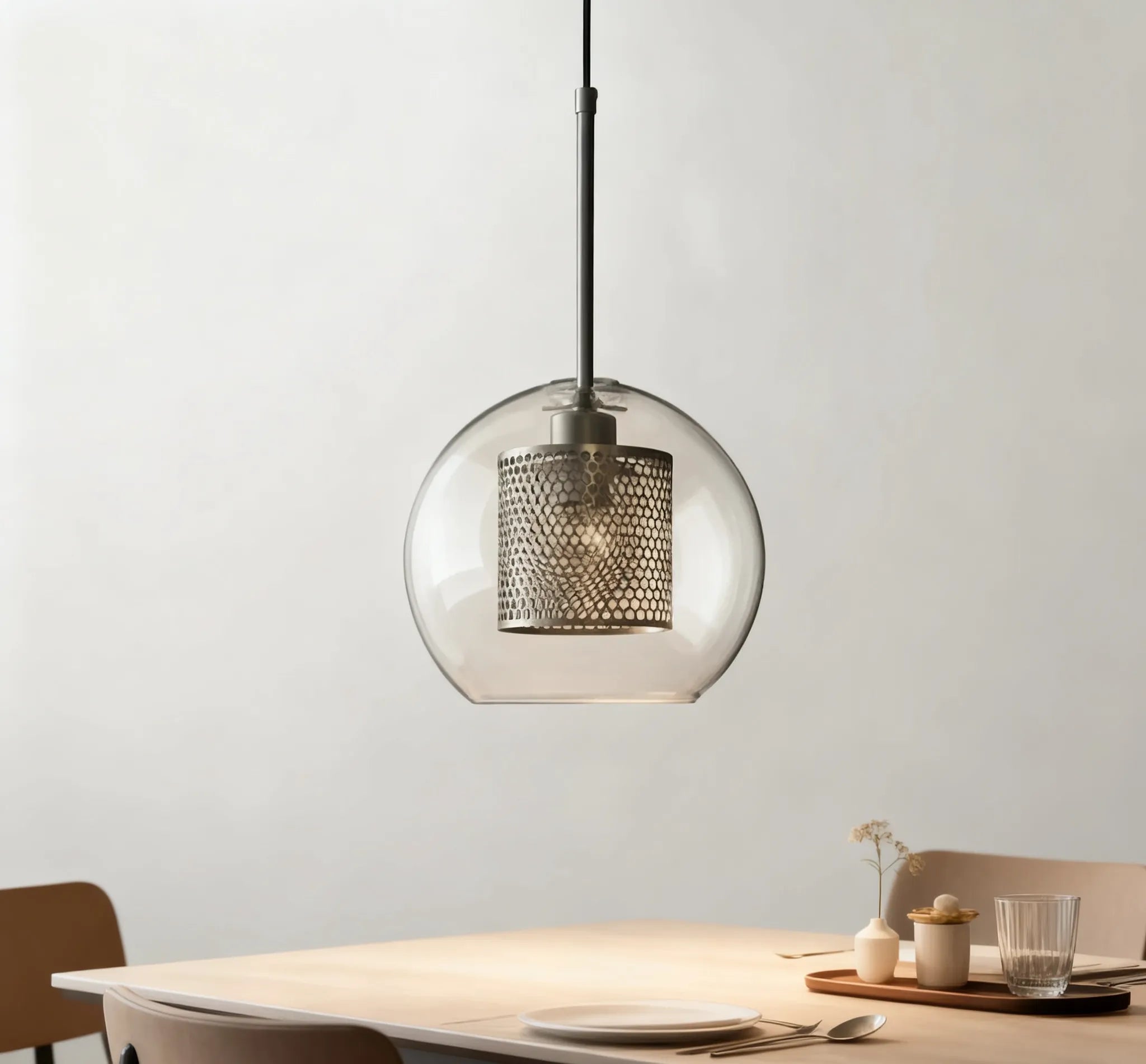 Lampadario a Sfera in Vetro per Sala da Pranzo con Design a Nido d’Ape