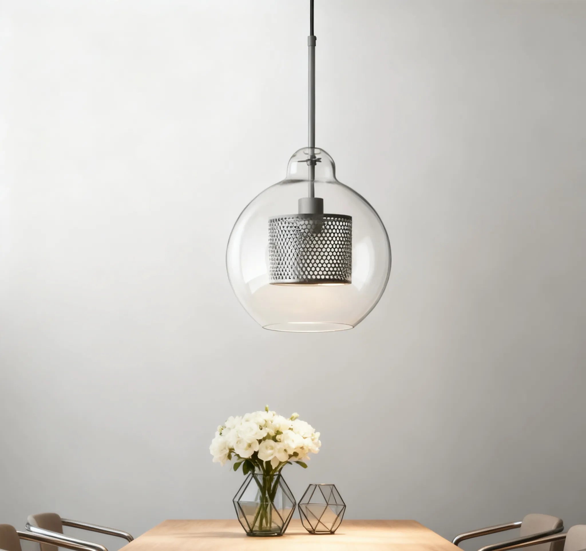 Lampadario a Sfera in Vetro per Sala da Pranzo con Design a Nido d’Ape