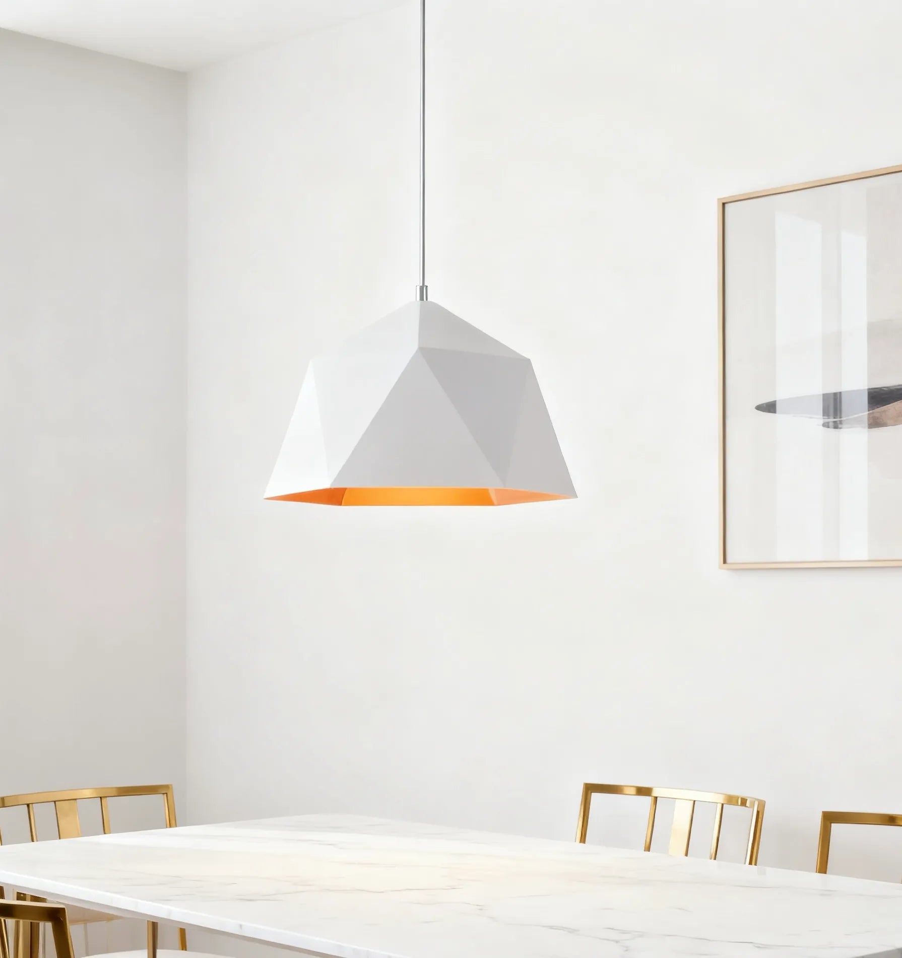 Lampadario Geometrico a Forma Poliedrica Romboidale per Sala da Pranzo