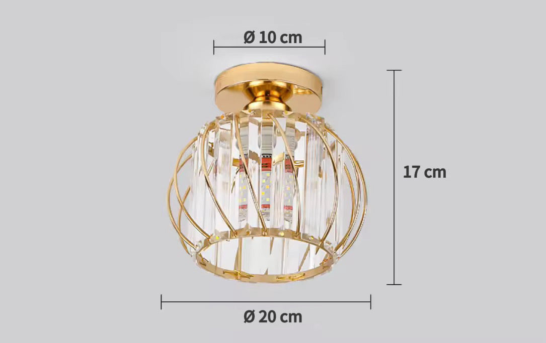 Plafoniera Led Cristallo Corridoio Stile Lanterna in Ferro