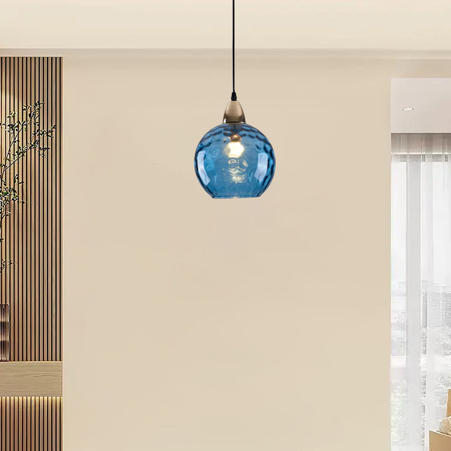 Lampada a Sospensione in Vetro con Motivo Acquatico Stile Nordico