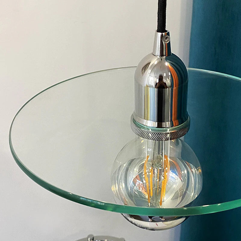 Disc vetro moderno a ciondolo a testa singola luce - clowasit.com