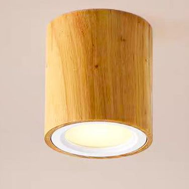 Plafoniera da Soffitto Nordica Cilindrica in Legno Corridoio