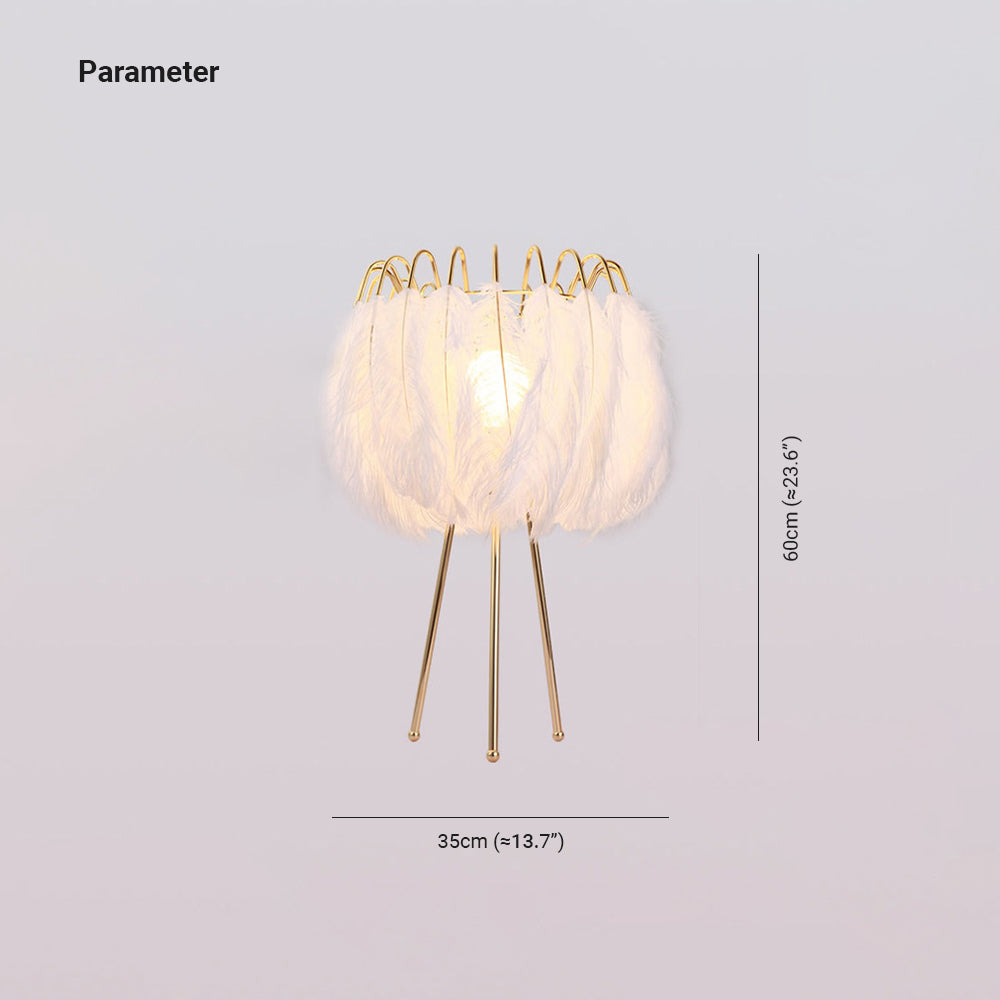 Lampada da terra bianca elegante piumata - Clowasit.com