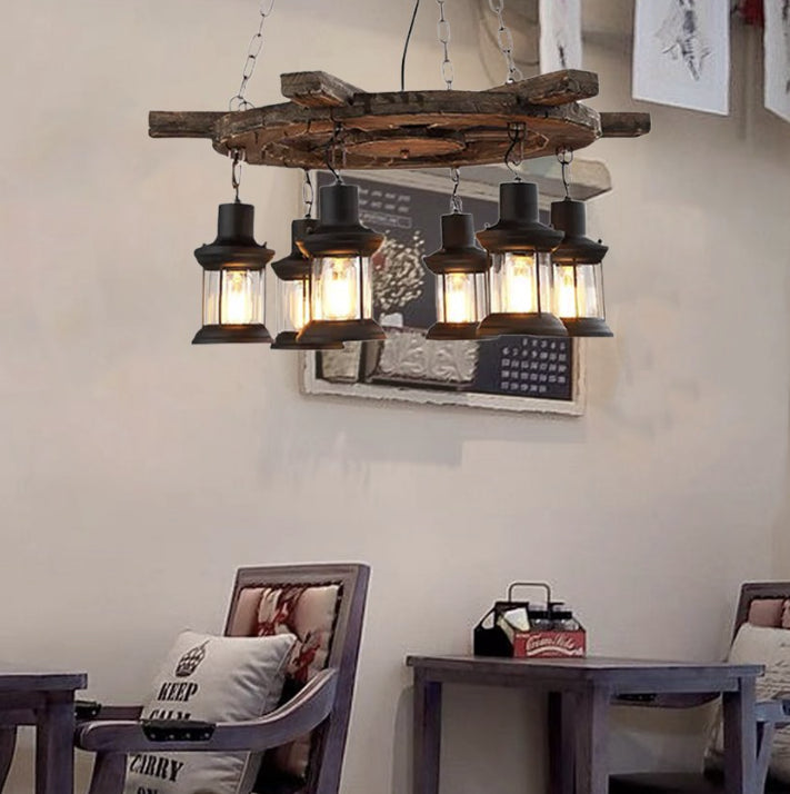 Lampadario Industriale Vintage con Design a Timone