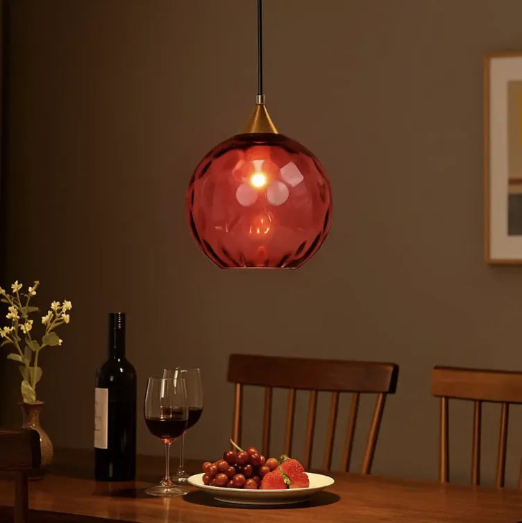 Lampada a Sospensione in Vetro con Motivo Acquatico Stile Nordico