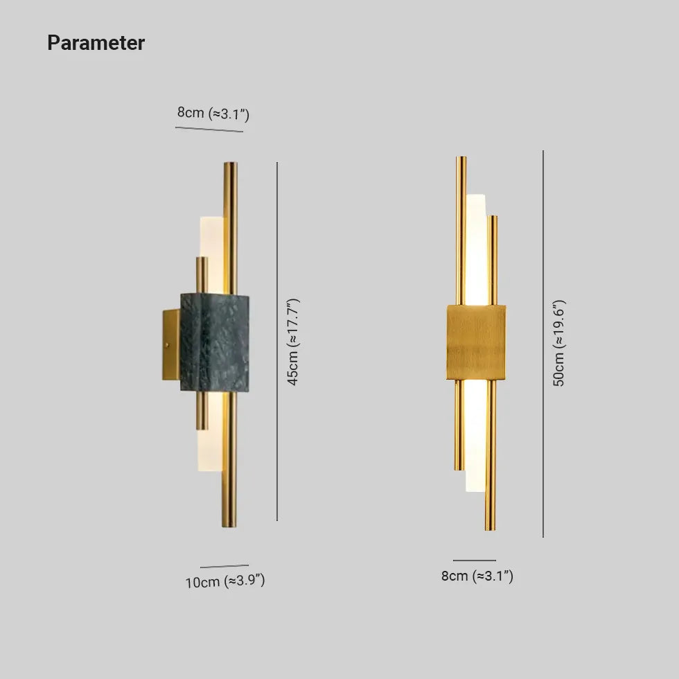 Applique parete led marmo doppia asta - clowasit.com
