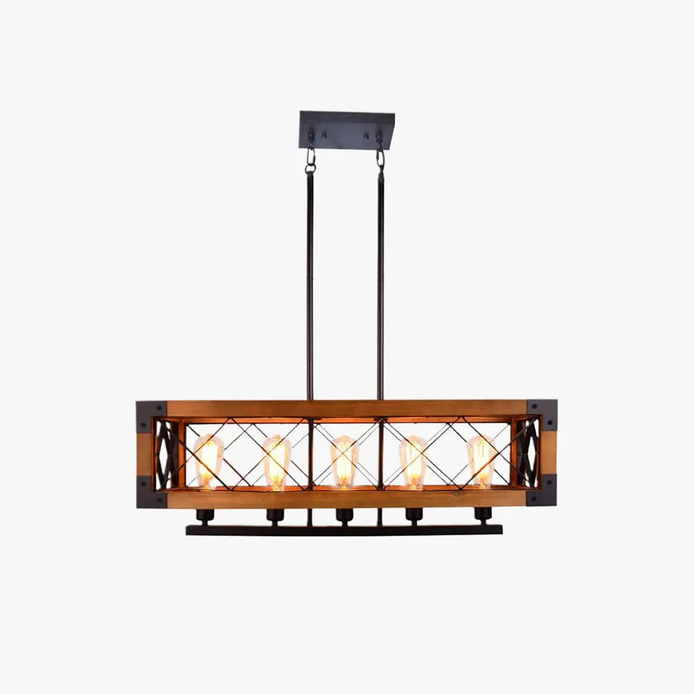 Lampadario Legno Industriale con Struttura Metallica - clowasit.com