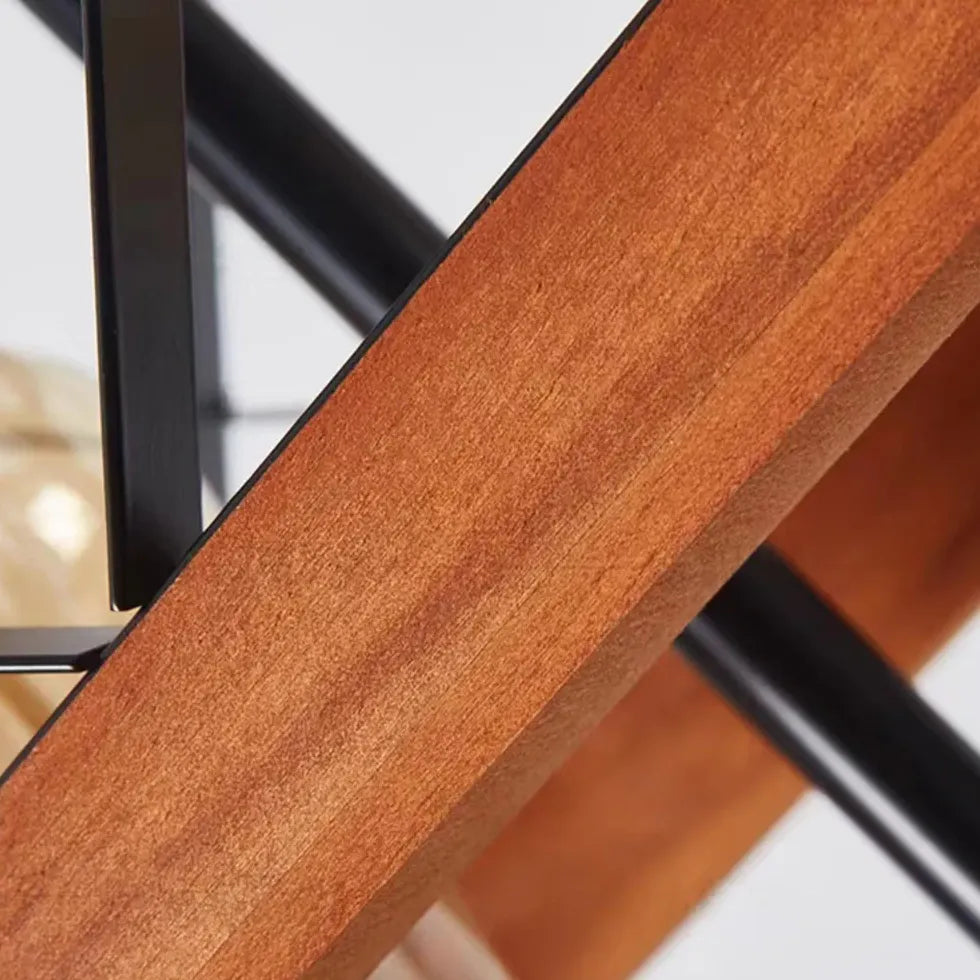Lampadario Legno Industriale con Struttura Metallica - clowasit.com