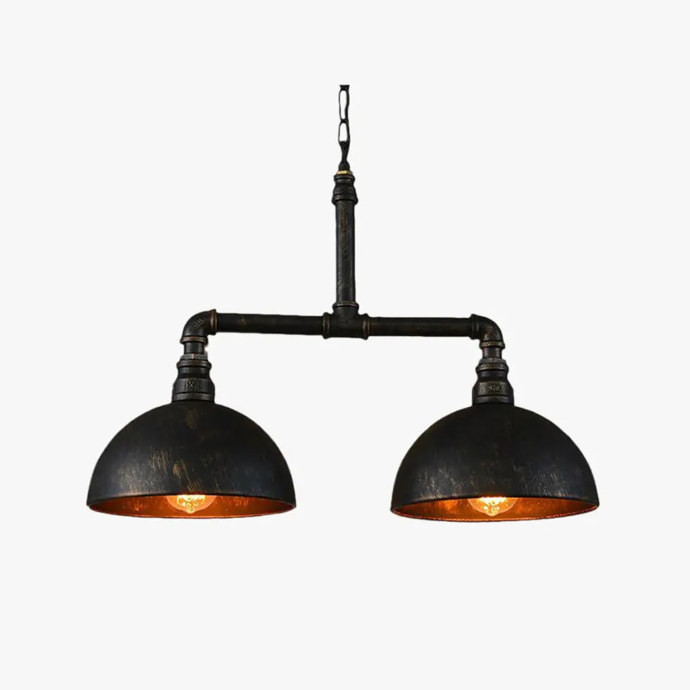 Lampadario ferro industriale nero doppia testa - clowasit.com