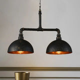 Lampadario ferro industriale nero doppia testa - clowasit.com