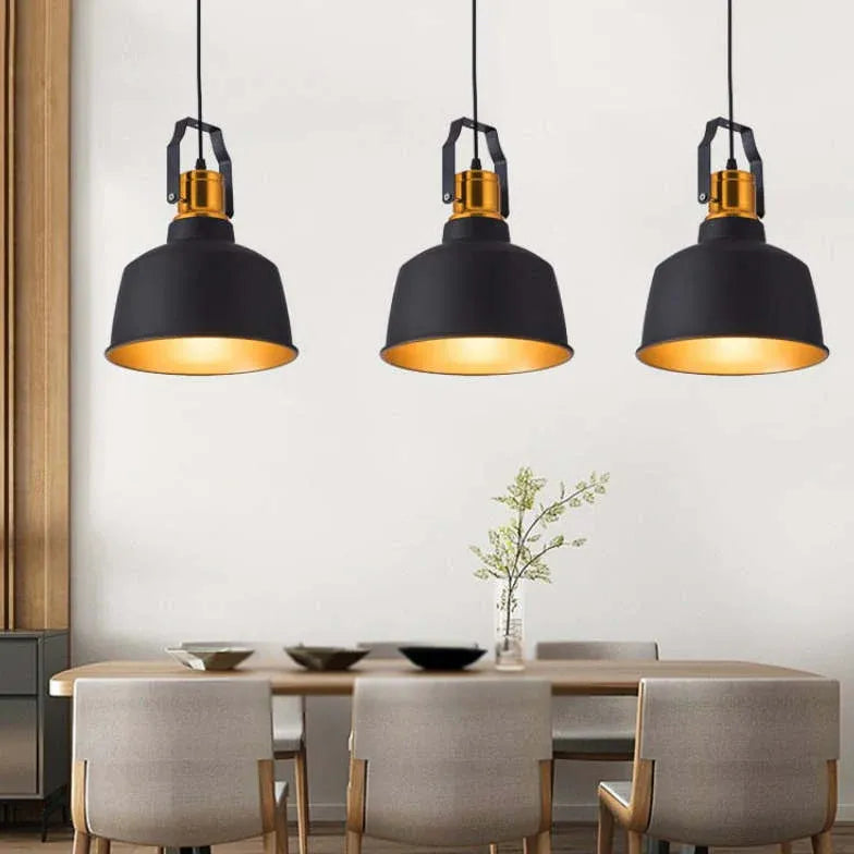 Lampadario a sospensione industriale Eleganza Nero Oro - clowasit.com