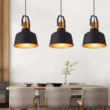 Lampadario a sospensione industriale Eleganza Nero Oro - clowasit.com