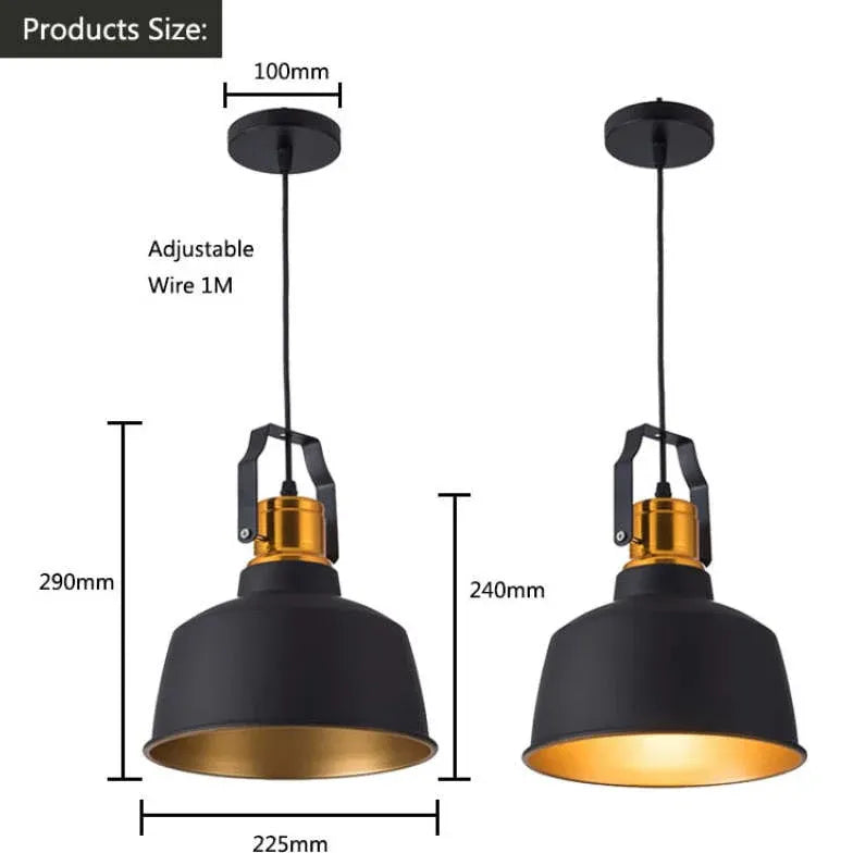 Lampadario a sospensione industriale Eleganza Nero Oro - clowasit.com