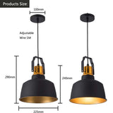 Lampadario a sospensione industriale Eleganza Nero Oro - clowasit.com