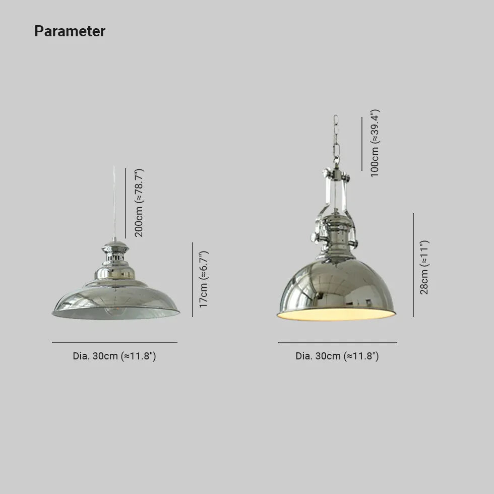 Lampada a sospensione vintage con cupola cromata - clowasit.com