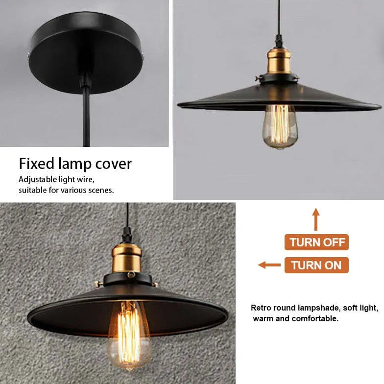 Lampadario stile industriale vintage nero metallo lampadina - clowasit.com
