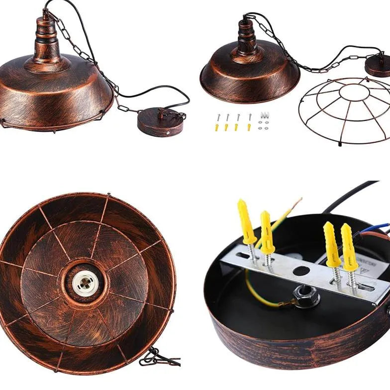 Lampadario industriale effetto antico in stile americano - clowasit.com