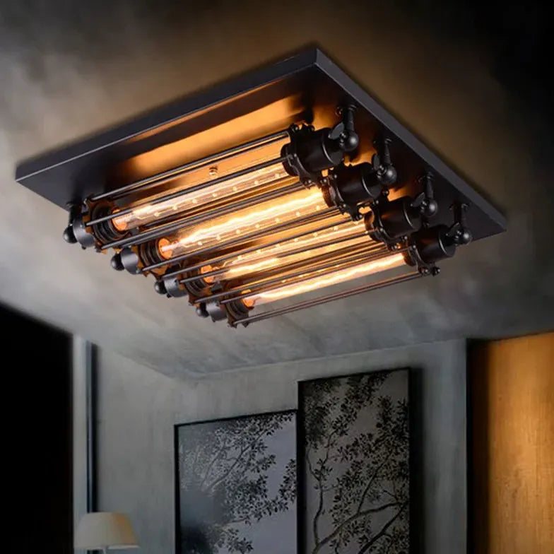 Plafoniere industriali vintage Lampade a tubo rettangolare - clowasit.com