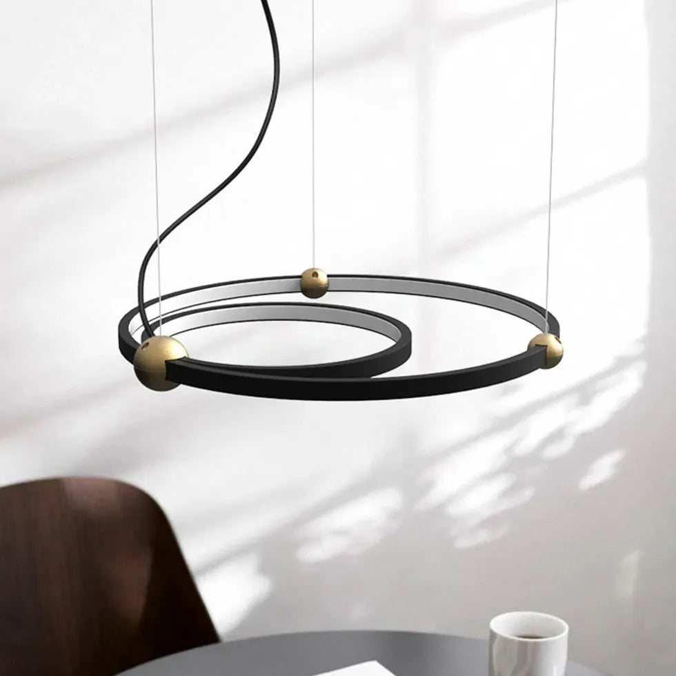 Lampadari a plafoniera moderni cerchio doppio nero - clowasit.com