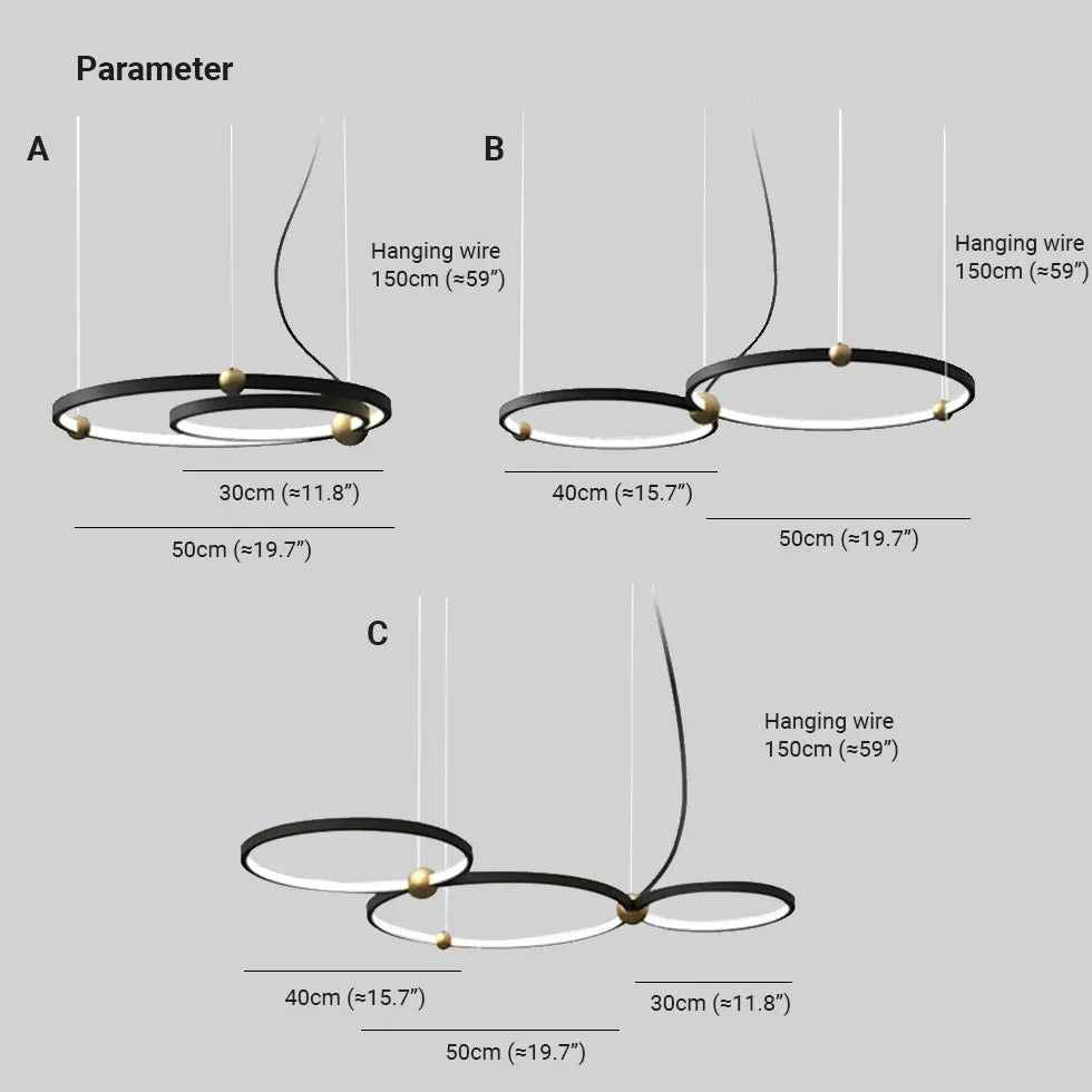 Lampadari a plafoniera moderni cerchio doppio nero - clowasit.com