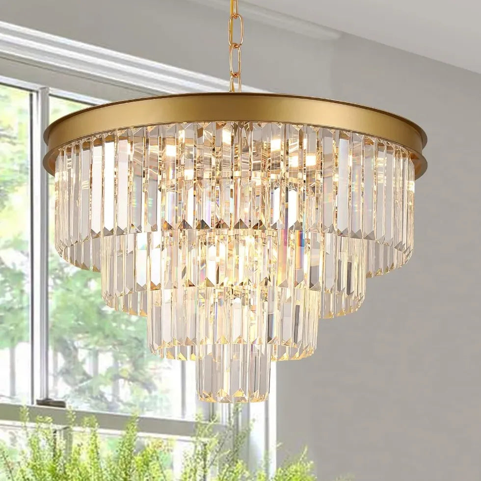 Pendenti per lampadari in cristallo oro multistrato - clowasit.com