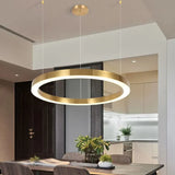 Lampadari moderni molto luminosi anello dorato elegante - clowasit.com