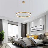 Lampadari moderni molto luminosi anello dorato elegante - clowasit.com