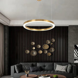 Lampadari moderni molto luminosi anello dorato elegante - clowasit.com
