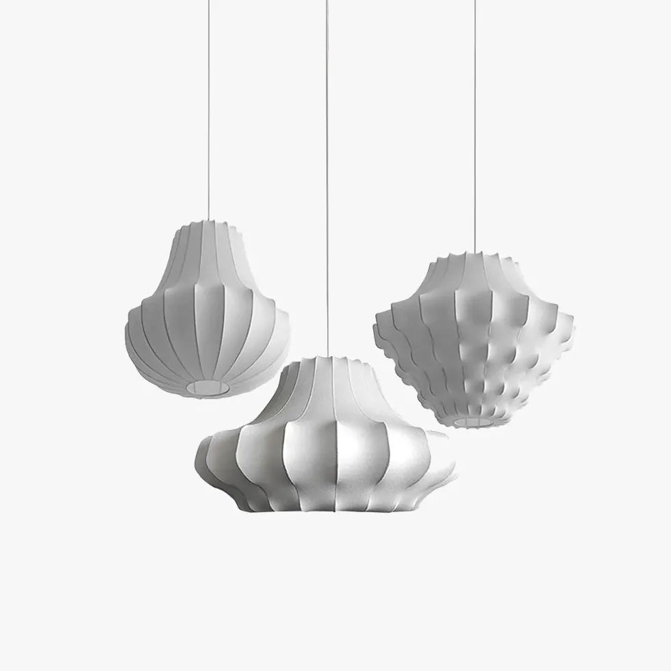 Lampadari in metallo Eleganza in seta bianca - clowasit.com