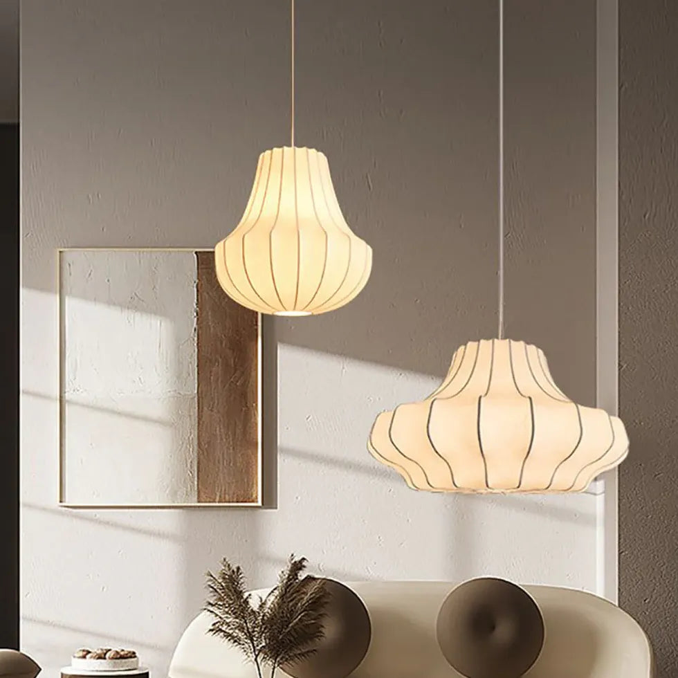 Lampadari in metallo Eleganza in seta bianca - clowasit.com