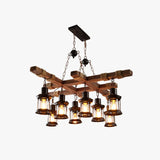 Lampadario Industriale Legno con Elementi Candela - clowasit.com