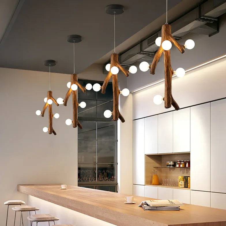 Lampadario da bar moderno in legno creativo - clowasit.com