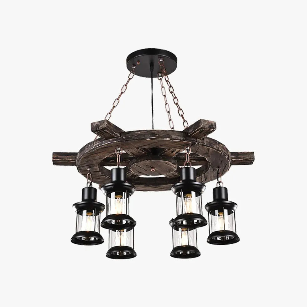 Lampadari design industriale Ruota in legno - clowasit.com