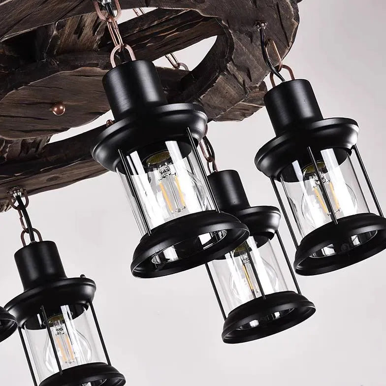 Lampadari design industriale Ruota in legno - clowasit.com