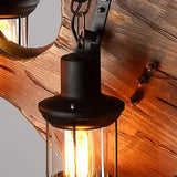 Lampadario vintage legno chitarra 4 luci - clowasit.com