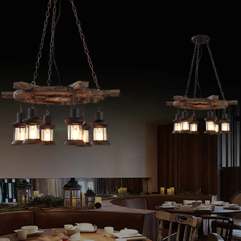 Lampadario da soffitto vintage legno multi luce - clowasit.com
