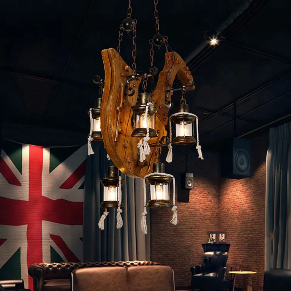 Lampadario a Lanterna Vintage Raffinato in Legno - clowasit.com