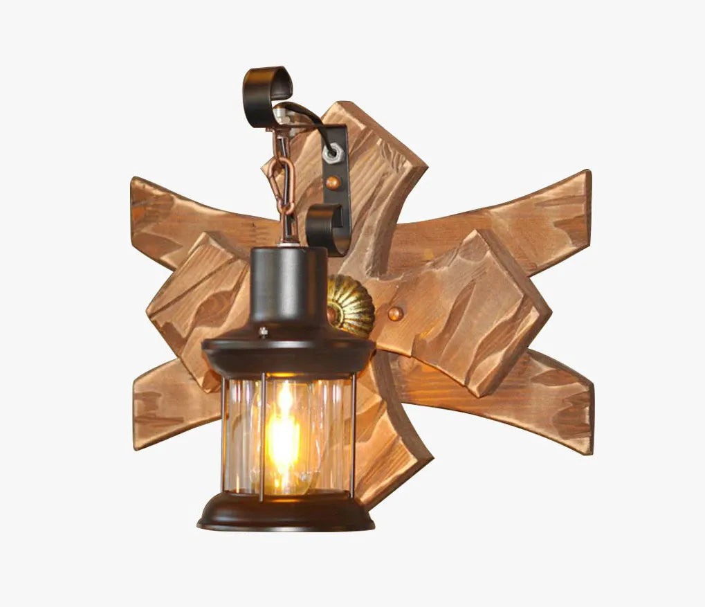 Applique in legno vintage lanterna classica - clowasit.com
