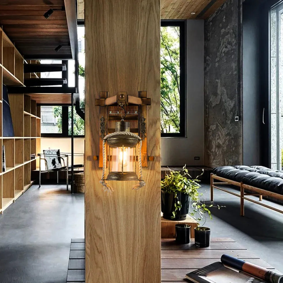 Applique da parete corda design legno - clowasit.com