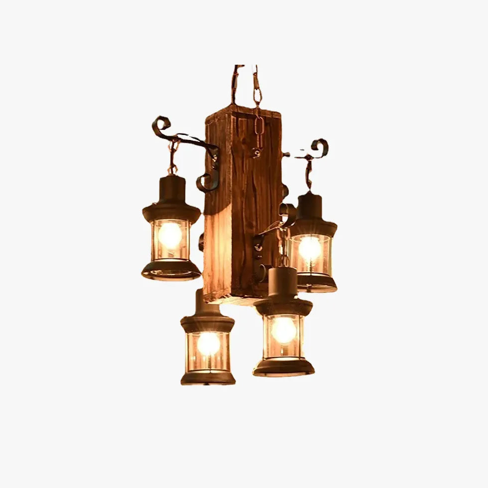 Lampadari sospesi vintage Lampade a lanterna in legno - clowasit.com