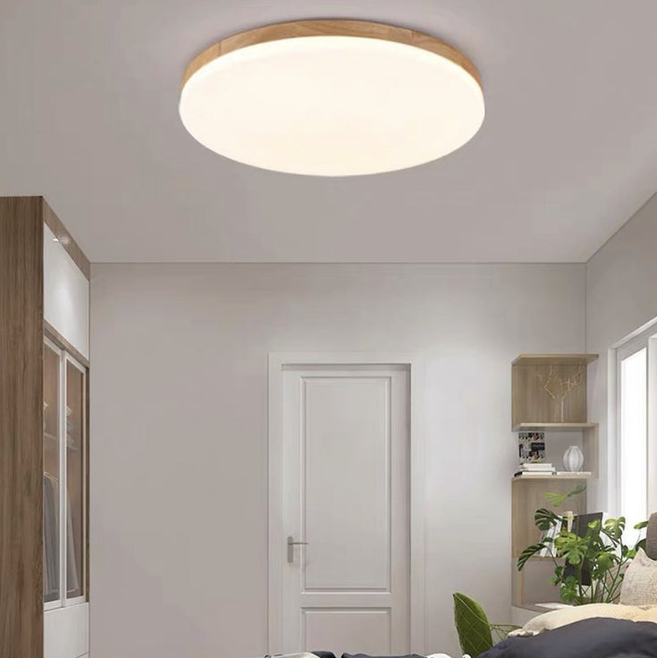 Plafoniera LED Nordica Circolare Ultra Sottile in Legno Massello