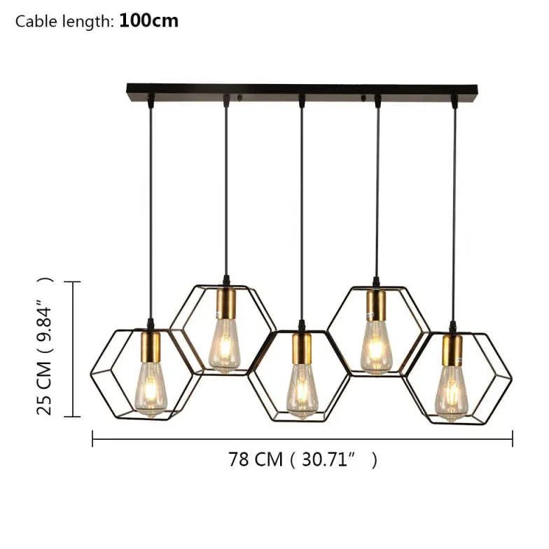 Lampadari industriali soggiorno esagonali tre luci - clowasit.com