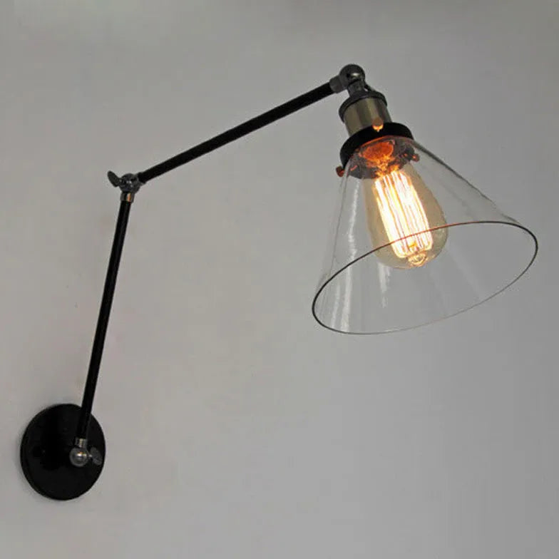 Applique LED Nera Industriale Cono Trasparente - clowasit.com