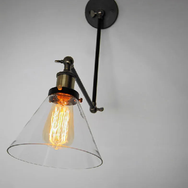Applique LED Nera Industriale Cono Trasparente - clowasit.com