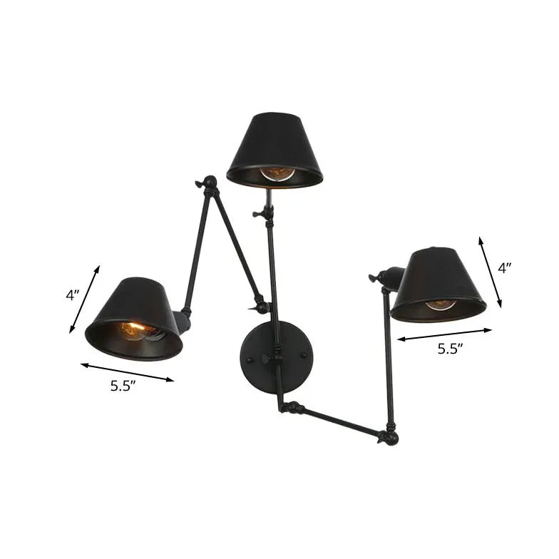 Applique Industriale Nero Doppio Braccio Regolabile - clowasit.com