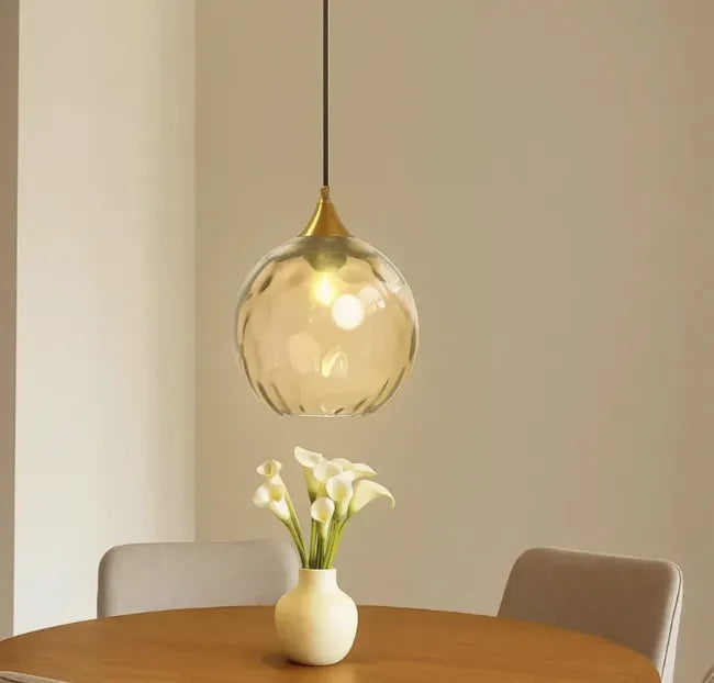 Lampada a Sospensione in Vetro con Motivo Acquatico Stile Nordico