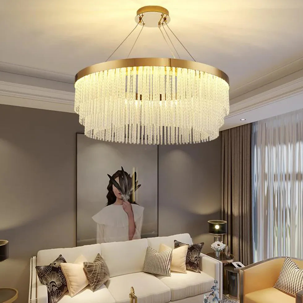 Lampade a sospensione cristallo Eleganza Dorata e Raffinatezza - clowasit.com