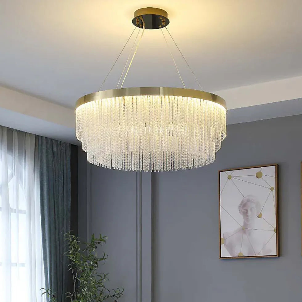 Lampade a sospensione cristallo Eleganza Dorata e Raffinatezza - clowasit.com